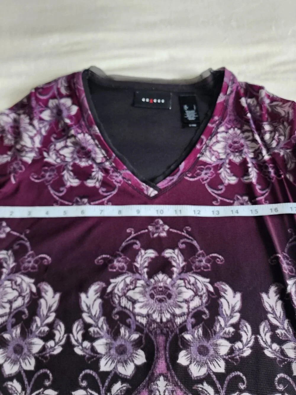 Y2K Axcess Purple Floral Women's L Fairycore Sheer Mesh Top - FLAW - Picture 10 of 15